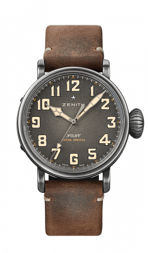 replica Zenith - 11.2430.679/21.C801 Pilot Type 20 Ton Up Aged Steel / Slate / Strap watch - Click Image to Close