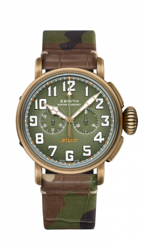 replica Zenith - 29.2430.4069/63.C814 Pilot Type 20 Chronograph Adventure Bronze / Khaki / Camo Alligator watch