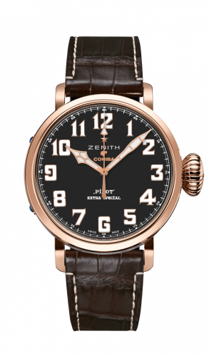 replica Zenith - 18.2430.679/27.C721 Pilot Type 20 Cohiba Edition Rose Gold / Black / Alligator watch