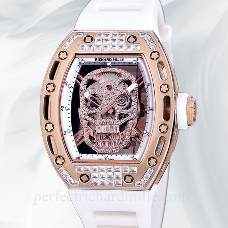 replica Richard Mille RM 052 Men Automatic Stainless Steel Watch Diamonds Skull Dial watch - Click Image to Close