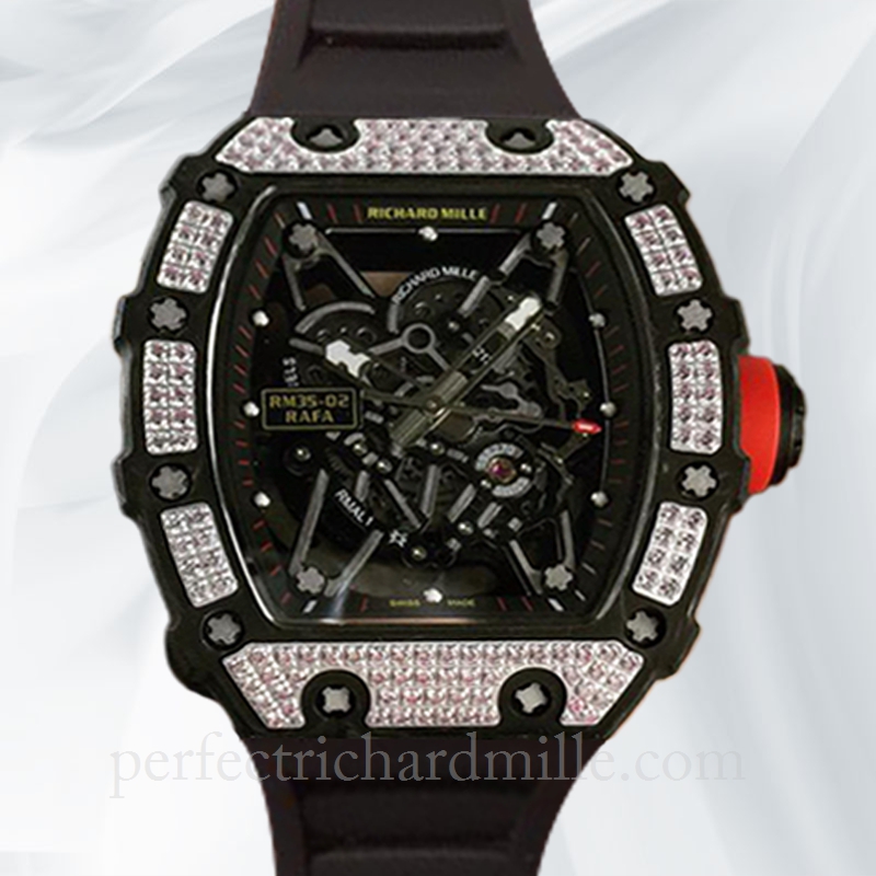 replica Richard Mille RM35-02 Men Mechanical Rubber Band Watch Diamond Bezel watch