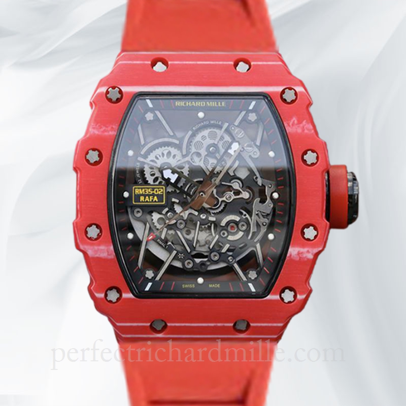 replica Richard Mille RM35-02 Automatic Men Rubber Band Transparent Dial watch