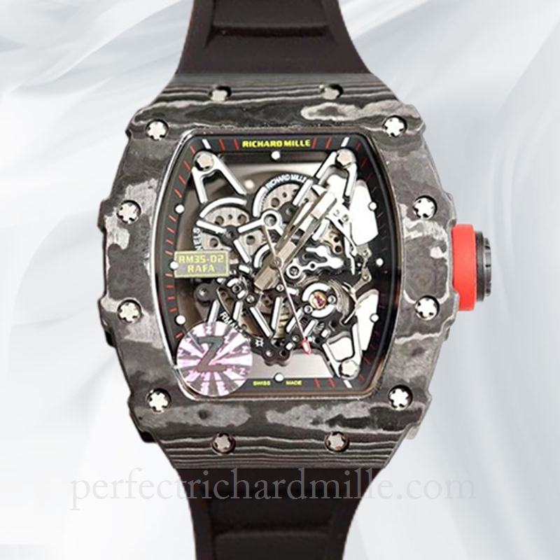 replica Richard Mille RM35-02 Men Mechanical Carbon Fiber Rubber Band watch