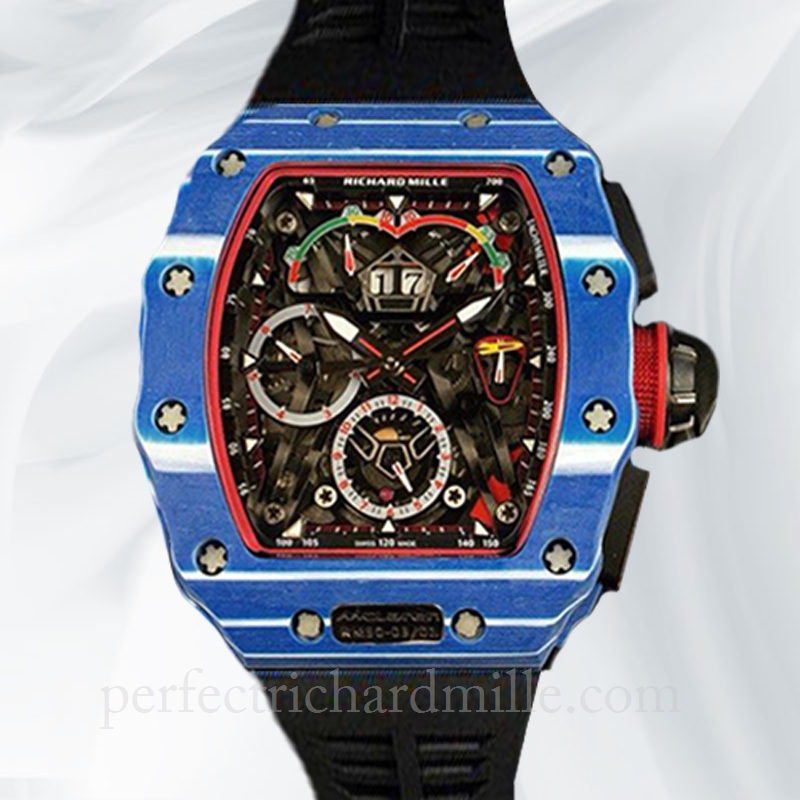 replica Richard Mille RM35-02 Men Mechanical Watch Rubber Band Transparent Dial watch - Click Image to Close