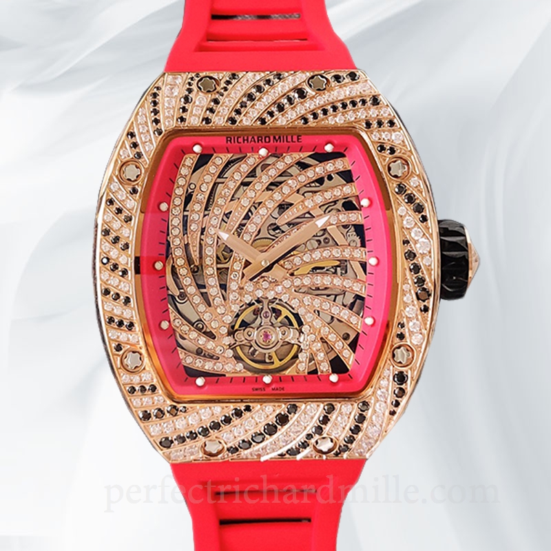 replica Richard Mille RM51-02 Mechanical Ladies Watch Rubber Band Diamond Bezel watch