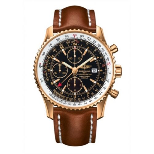 replica Breitling - H2432212/B928/439X/R20BA.1 Navitimer World Red Gold / Black / Calf / Pin watch - Click Image to Close