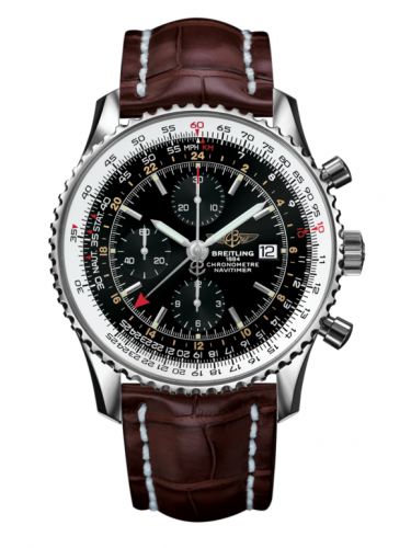 replica Breitling - A2432212/B726/756P/A20BA.1 Navitimer World Stainless Steel / Black / Croco / Pin watch