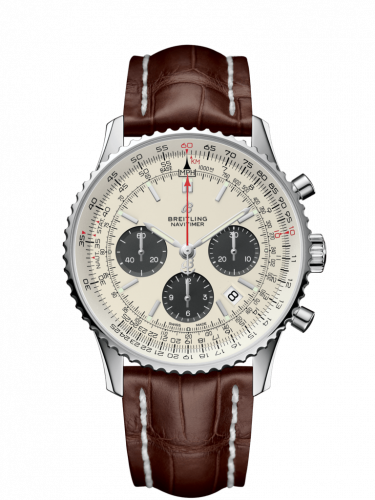 replica Breitling - AB0121211G1P2 Navitimer 1 B01 Chronograph 43 Stainless Steel / Silver / Croco / Folding watch