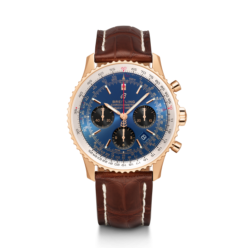 replica Breitling - RB0121211C1P2 Navitimer 1 B01 Chronograph 43 Red Gold / Blue / Croco / Pin watch - Click Image to Close
