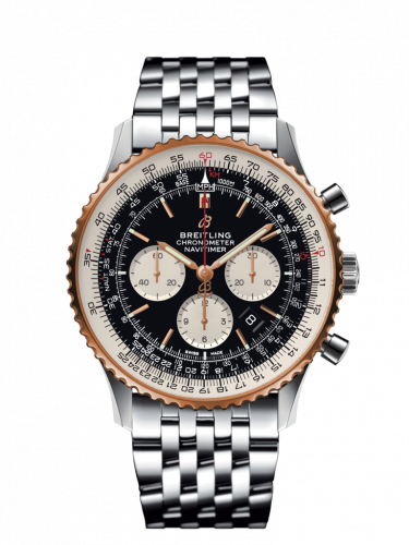 replica Breitling - UB0127211B1A1 Navitimer 1 B01 Chronograph 46 Stainless Steel / Red Gold / Black / Bracelet watch - Click Image to Close