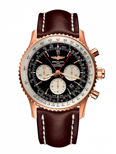 replica Breitling - RB031121/BG11/443X/R20BA.1 Navitimer Rattrapante Red Gold / Black / Calf / Pin watch