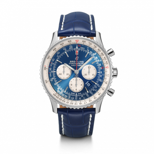 replica Breitling - AB0127211C1P2 Navitimer 1 B01 Chronograph 46 Stainless Steel / Aurora Blue / Croco / Folding watch