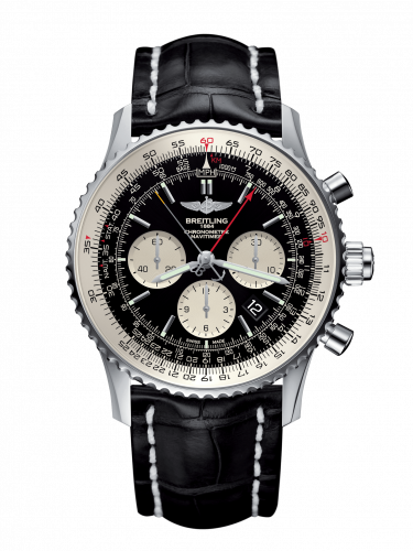 replica Breitling - AB031021/BF77/761P/A20D.1 Navitimer Rattrapante Stainless Steel / Black / Croco / Folding watch