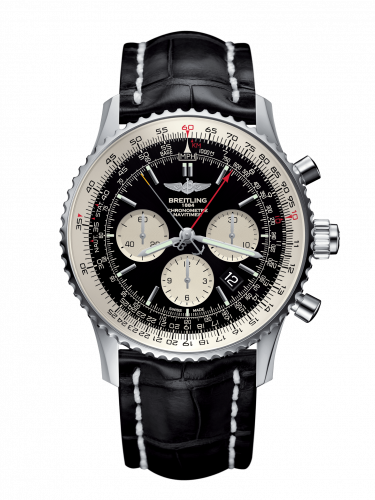 replica Breitling - AB031021/BF77/761P/A20D.1 Navitimer Rattrapante Stainless Steel / Black / Croco / Folding watch - Click Image to Close