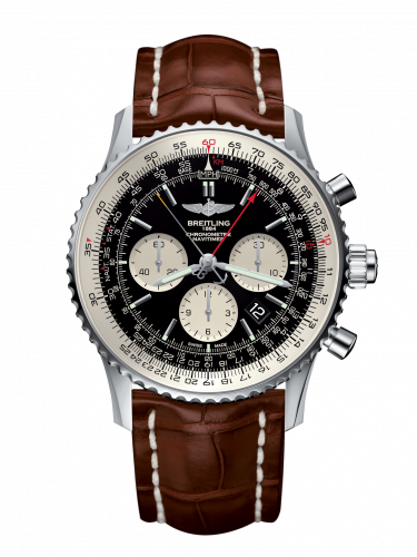 replica Breitling - AB031021/BF77/755P/A20D.1 Navitimer Rattrapante Stainless Steel / Black / Croco / Folding watch