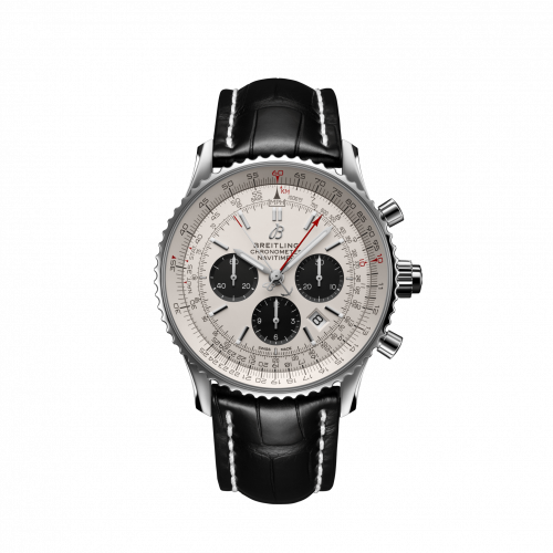 replica Breitling - AB0310211G1P1 Navitimer Rattrapante Stainless Steel / Silver / Croco / Folding watch