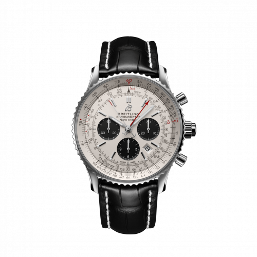 replica Breitling - AB0310211G1P1 Navitimer Rattrapante Stainless Steel / Silver / Croco / Folding watch - Click Image to Close