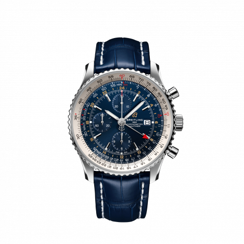 replica Breitling - A24322121C2P2 Navitimer 1 Chronograph GMT Stainless Steel / Blue / Croco / Folding watch