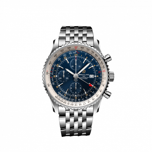 replica Breitling - A24322121C2A1 Navitimer 1 Chronograph GMT Stainless Steel / Blue / Bracelet watch - Click Image to Close