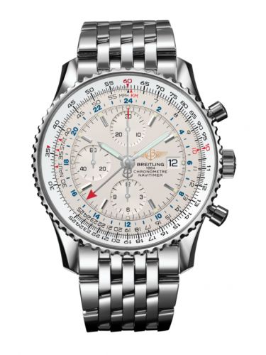 replica Breitling - A2432212/G571/443A Navitimer World Stainless Steel / Silver / Bracelet watch - Click Image to Close