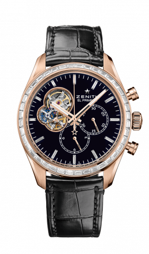 replica Zenith - 22.2080.4061/21.C496 El Primero Chronomaster Open Rose Gold / Diamond / Black / Alligator watch