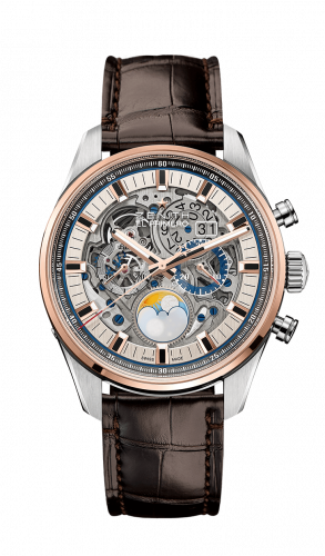 replica Zenith - 51.2530.4047/78.C810 El Primero Chronomaster Grande Date Full Open Stainless Steel / Pink Gold / Alligator watch - Click Image to Close