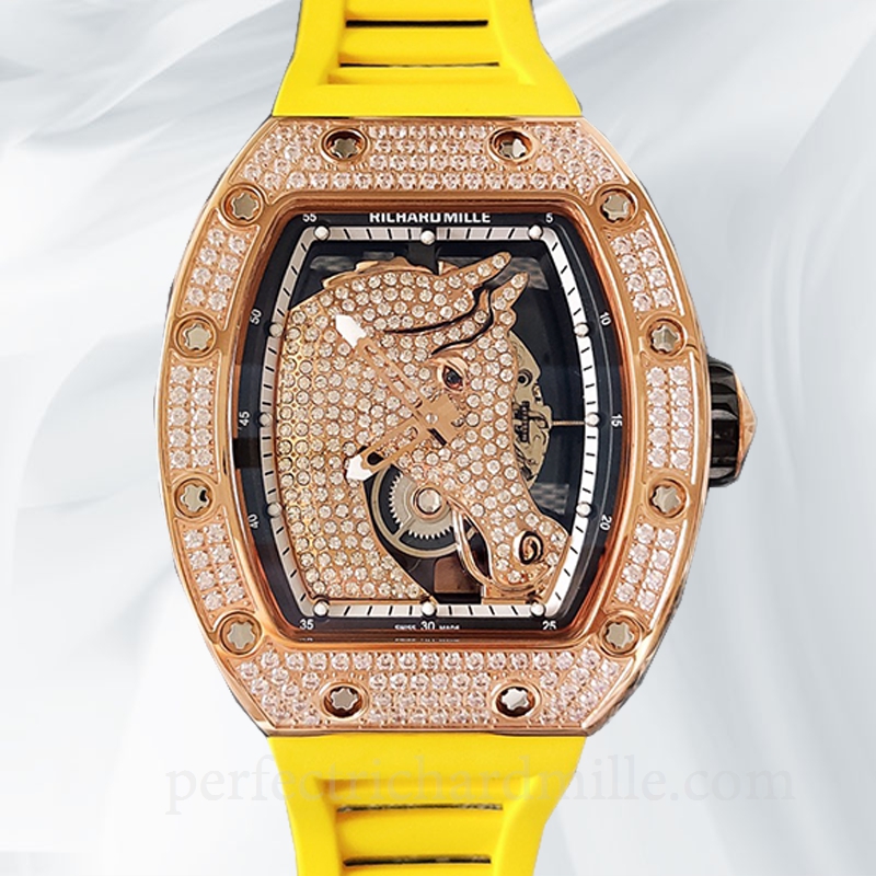 replica Richard Mille RM52-02 Men Mechanical Diamond Bezel Watch Rubber Band watch - Click Image to Close