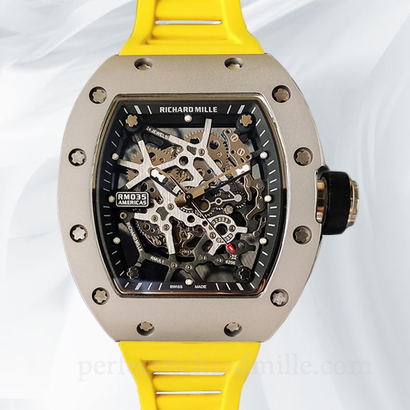 replica Richard Mille RM35 Men Mechanical Skeleton Dial Watch Rubber Band watch - Click Image to Close