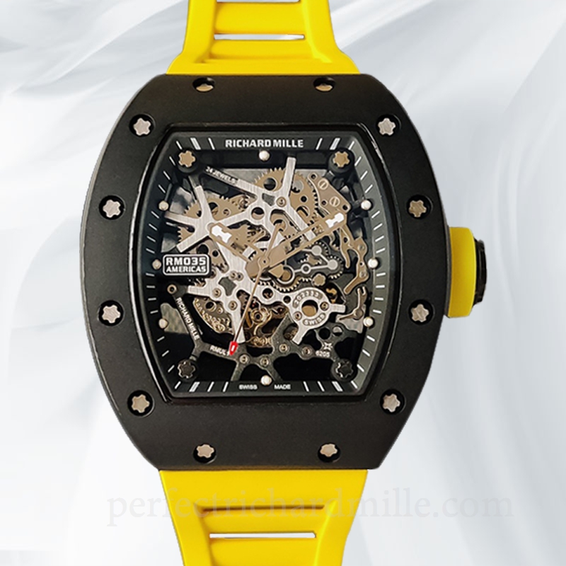 replica Richard Mille RM35 Men Mechanical Skeleton Dial Rubber Band watch