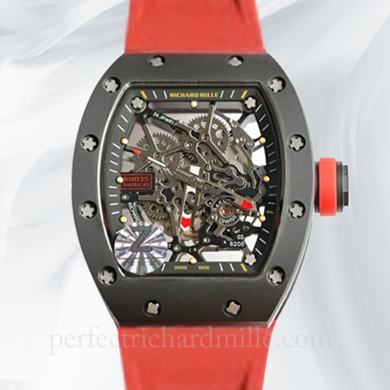 replica Richard Mille RM035 Men Mechanical Watch Transparent Dial Rubber Band watch