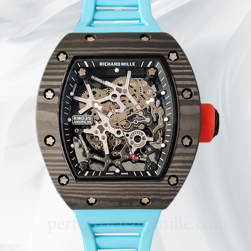 replica Richard Mille RM35 Mechanical Men Skeleton Dial Watch Rubber Band watch