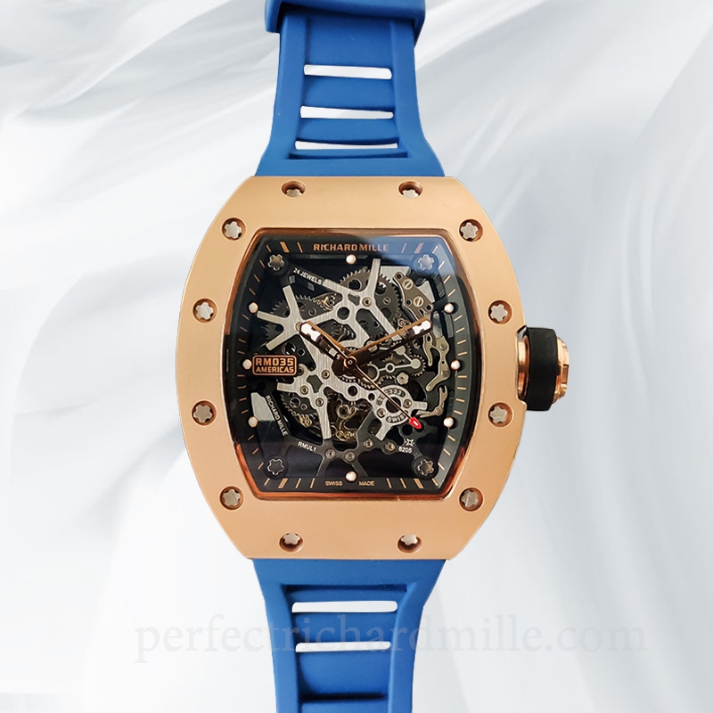 replica Richard Mille RM35 Mechanical Men Skeleton Dial Rubber Band watch