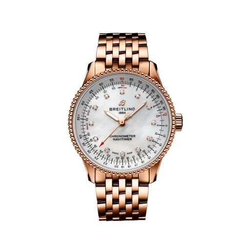 best replica Breitling - R17395211A1R1 Navitimer 1 35 Automatic Red Gold / MOP / Bracelet watch