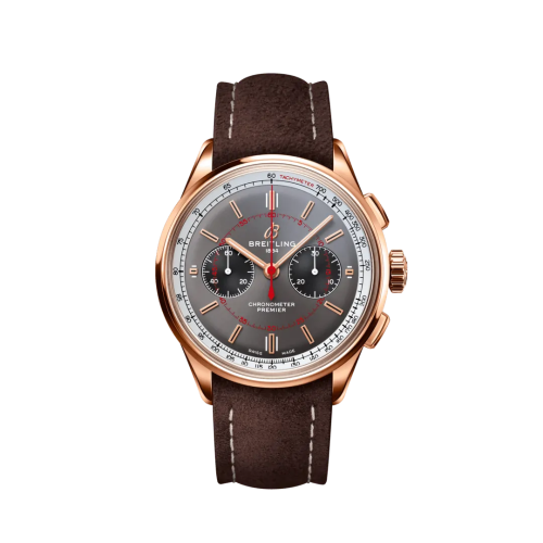 replica Breitling watch - RB0118A31B1X1 Premier B01 Chronograph 42 Red Gold / Grey / Nubuck / Wheels & Waves