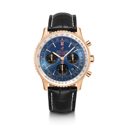 best replica Breitling - RB0121211C1P3 Navitimer 1 B01 Chronograph 43 Red Gold / Blue / Croco / Folding watch