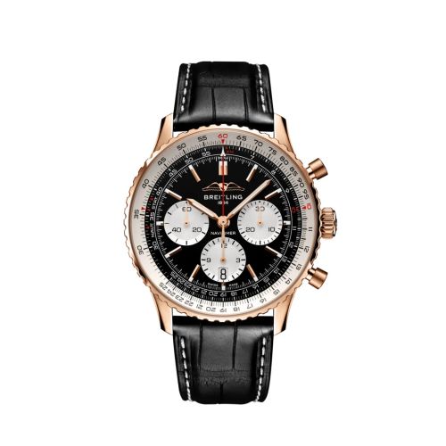 best replica Breitling - RB0138211B1P1 Navitimer B01 Chronograph 43 Red Gold / Black / Alligator - Folding watch