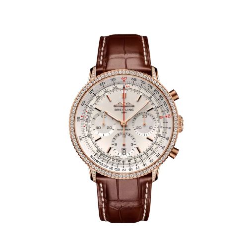 best replica Breitling - RB0139631G1P1 Navitimer B01 Chronograph 41 Red Gold - Diamond / White / Alligator watch - Click Image to Close