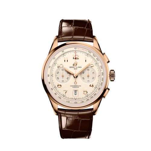 replica Breitling watch - RB0145371G1P1 Premier B01 Chronograph 42 Red Gold / Cream / Alligator