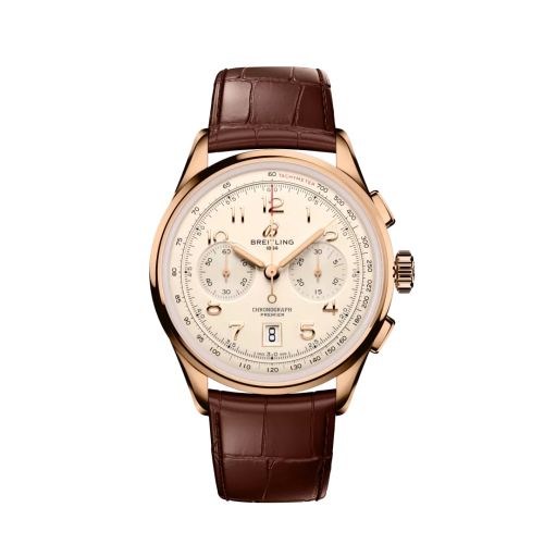 replica Breitling watch - RB0145371G1P2 Premier B01 Chronograph 42 Red Gold / Cream / Alligator - Matte