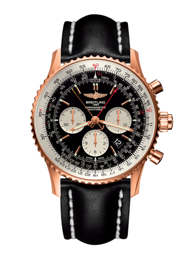 best replica Breitling - RB031121/BG11/441X/R20BA.1 Navitimer Rattrapante Red Gold / Black / Calf / Pin watch - Click Image to Close