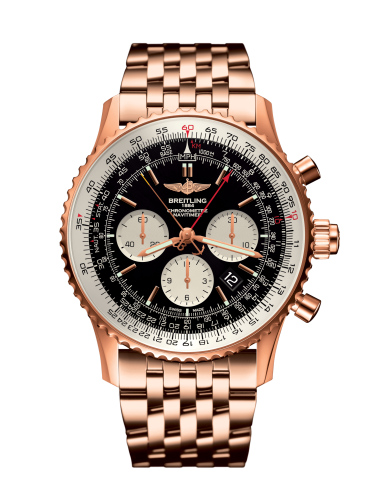 best replica Breitling - RB031121/BG11/443R Navitimer Rattrapante Red Gold / Black / Bracelet watch - Click Image to Close