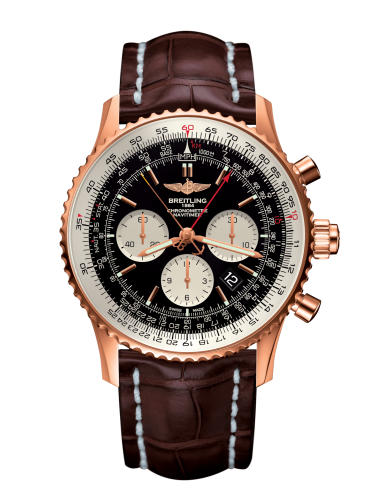 best replica Breitling - RB031121/BG11/757P/R20D.1 Navitimer Rattrapante Red Gold / Black / Croco / Folding watch - Click Image to Close