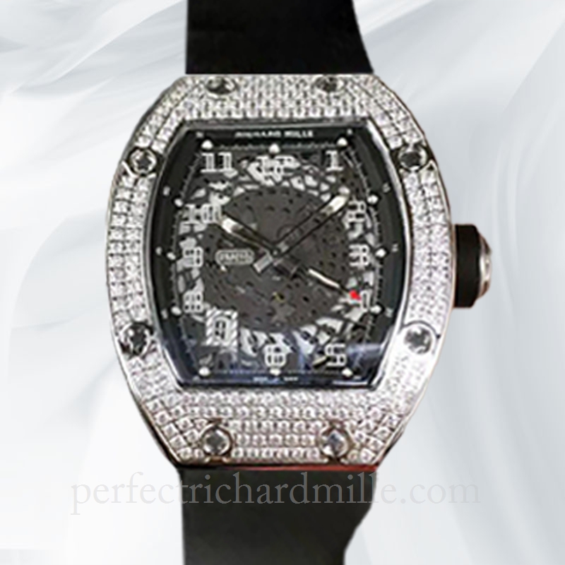 replica Richard Mille RM010 Men Mechanical Rubber Band Watch Transparent Dial watch