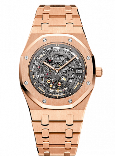 replica Audemars Piguet - 15204OR.OO.1240OR.01 Royal Oak 15204 Openworked Extra-Thin Pink Gold watch - Click Image to Close