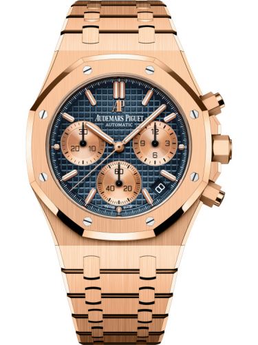 replica Audemars Piguet - 26239OR.OO.1220OR.01 Royal Oak Chronograph 41 Pink Gold / Blue / Bracelet watch
