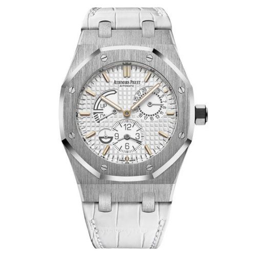 replica Audemars Piguet - 26124ST.OO.D011CR.01 Royal Oak 26124 Dual Time Stainless Steel / White / Strap watch