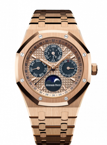 replica Audemars Piguet - 26584OR.OO.1220OR.01 Royal Oak Perpetual Calendar 41 Pink Gold / Blue watch - Click Image to Close