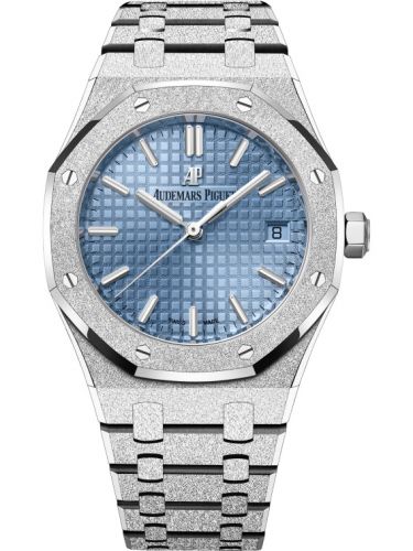 replica Audemars Piguet - 77353BC.GG.1263BC.01 Royal Oak Selfwinding 34 Frosted White Gold / Blue watch