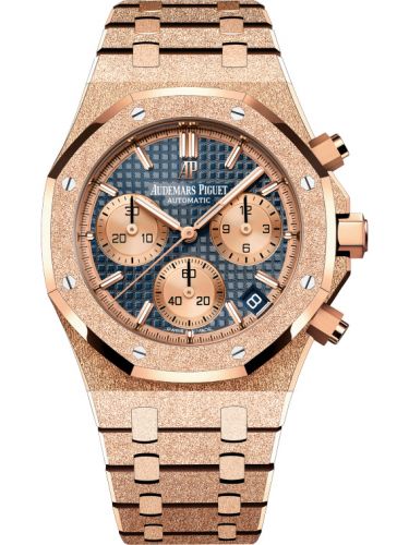 replica Audemars Piguet - 26239OR.GG.1224OR.01 Royal Oak Chronograph 41 Frosted Pink Gold / Blue / Bracelet watch
