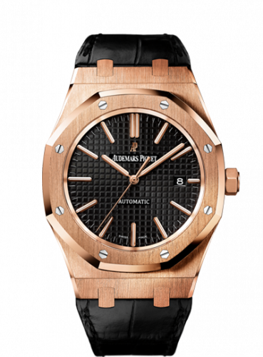 replica Audemars Piguet - 15400OR.OO.D002CR.01 Royal Oak 15400 Pink Gold / Black / Strap watch